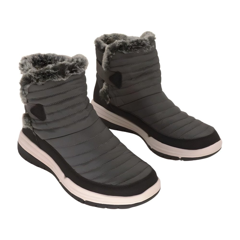 Ryka Gray Quilted Faux-Fur Lined Heeled Boots